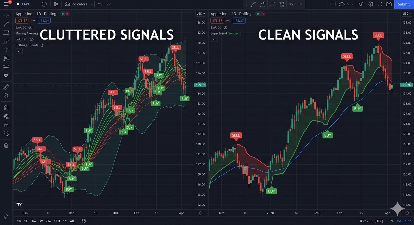 Cluttered vs clean buy sell signals on TradingView