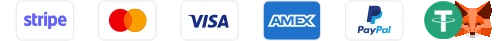 Accepted payment methods: Stripe, Mastercard, Visa, American Express, PayPal, USDT and MetaMask