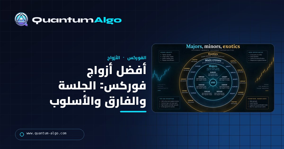 أفضل أزواج فوركس للتداول: حسب الجلسة والفارق والتقلب والأسلوب — دليل Quantum Algo