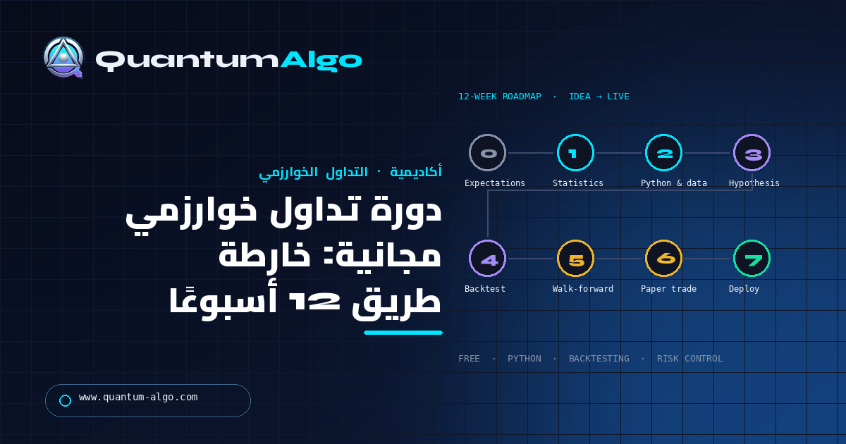 دورة تداول خوارزمي مجانية: خارطة طريق من الفكرة إلى الإطلاق الحي خلال 12 أسبوعًا — دليل Quantum Algo