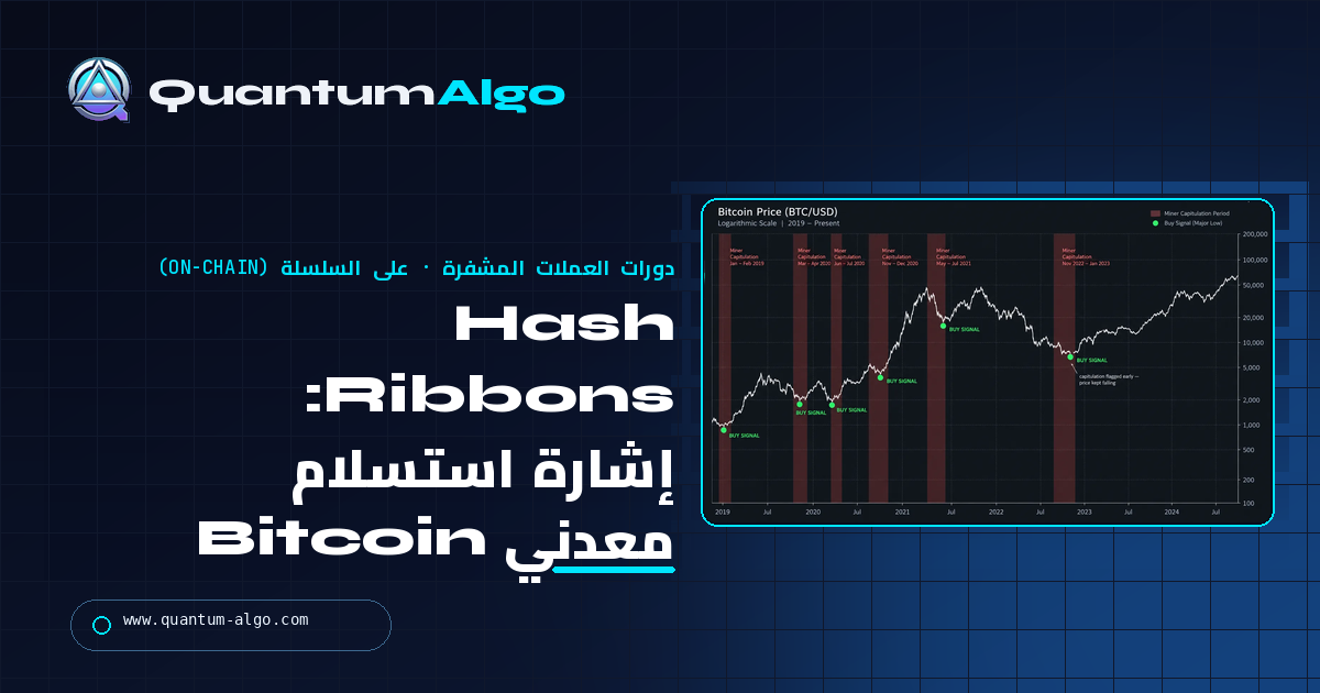 Hash Ribbons: شرح مؤشر استسلام معدني Bitcoin — دليل Quantum Algo