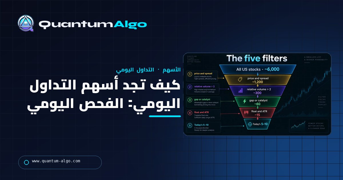 كيف تجد أسهم التداول اليومي: الفحص الذي يعثر على أسهم اليوم كل يوم — دليل Quantum Algo