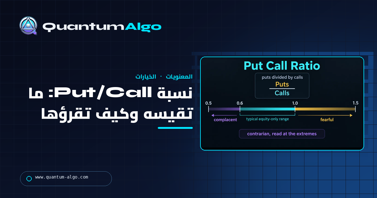 نسبة Put/Call: ما تقيسه، وكيف تقرؤها، ومتى تعمل فعلًا — دليل Quantum Algo