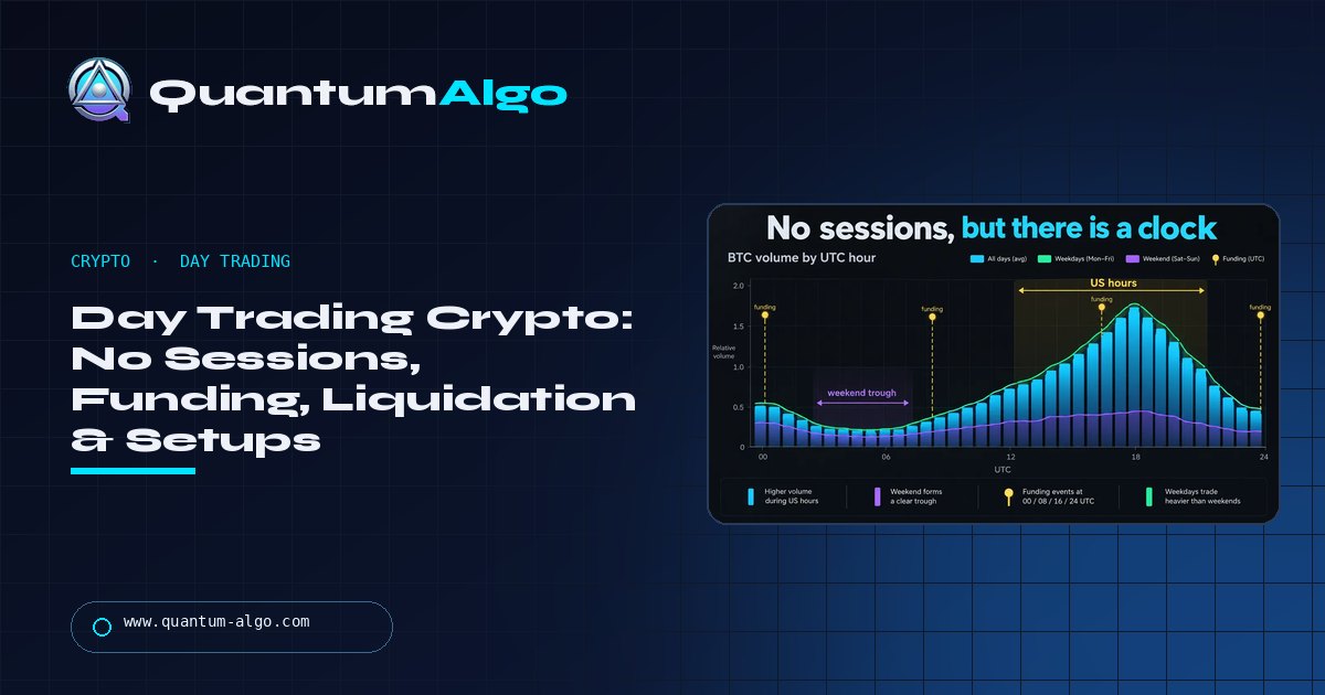 Day Trading Crypto: A Market With No Sessions, a Clock That Still Matters, and the Trades That Fit It — Quantum Algo guide