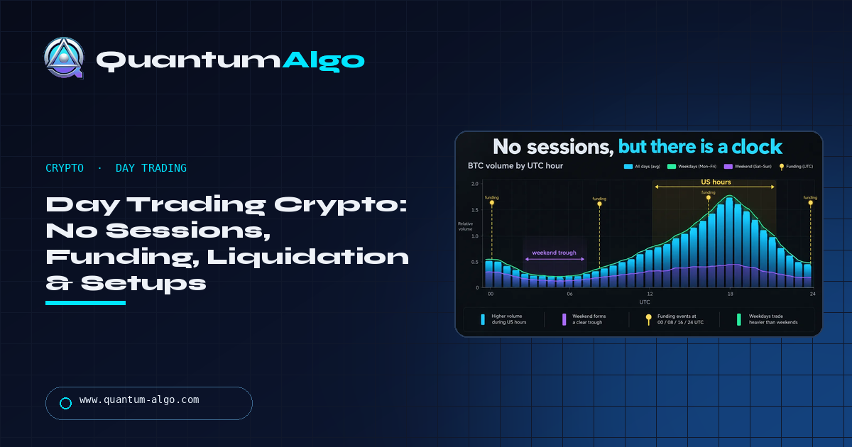 Day Trading Crypto: A Market With No Sessions, a Clock That Still Matters, and the Trades That Fit It — Quantum Algo guide