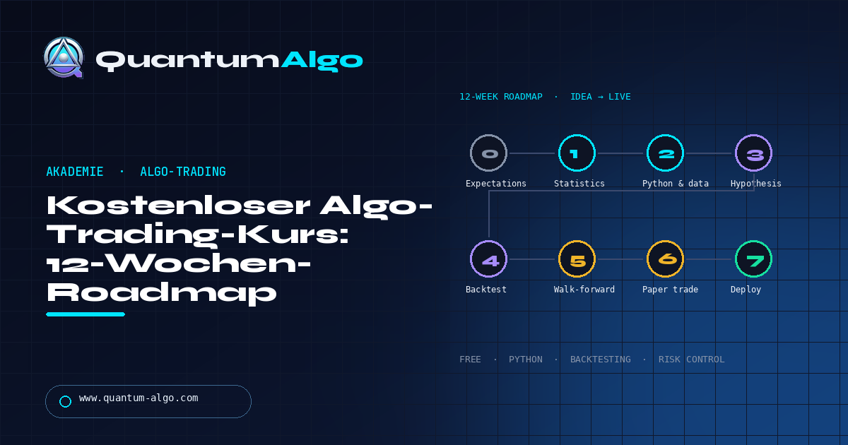 Kostenloser Algorithmic-Trading-Kurs: Eine 12-Wochen-Roadmap von der Idee bis zum Live-Deployment — Quantum Algo Guide