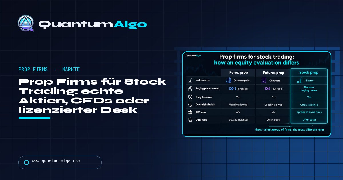 Prop Firms für Stock Trading: die drei Wege, wer echte Aktien finanziert und wie Equity-Evaluations wirklich funktionieren — Quantum Algo Guide