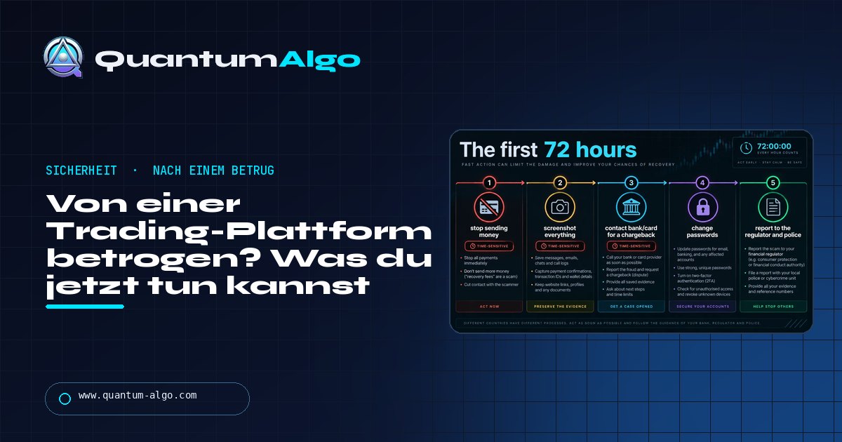 Von einer Trading-Plattform betrogen? Was du in den ersten 72 Stunden tun solltest, wo du meldest und welchen zweiten Betrug du vermeiden musst — Quantum Algo Guide