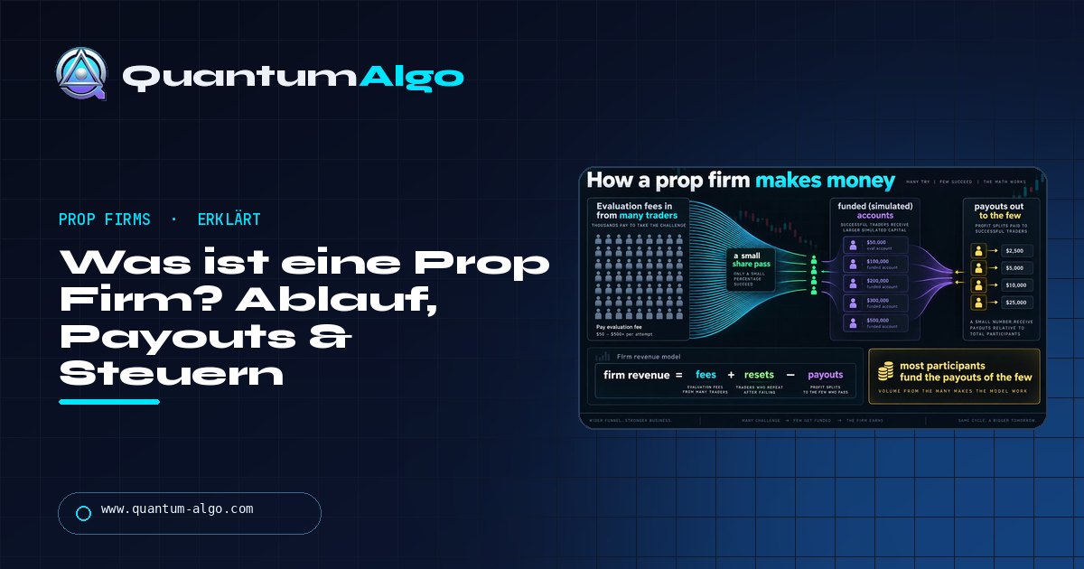Was ist eine Prop Firm? Wie Proprietary Trading Firms funktionieren, verdienen, auszahlen und dich steuerlich betreffen — Quantum Algo Guide