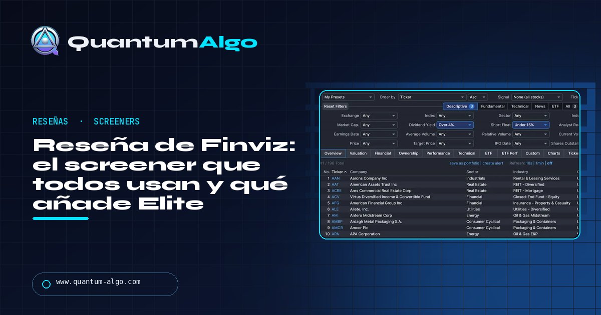 Reseña de Finviz: el screener que todos usan, qué añade Elite por $39.50 y dónde se queda corto — guía de Quantum Algo