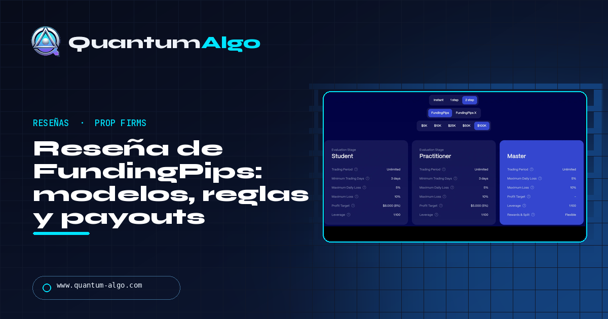 Reseña de FundingPips: modelos, reglas, payouts y para quién encaja — guía de Quantum Algo