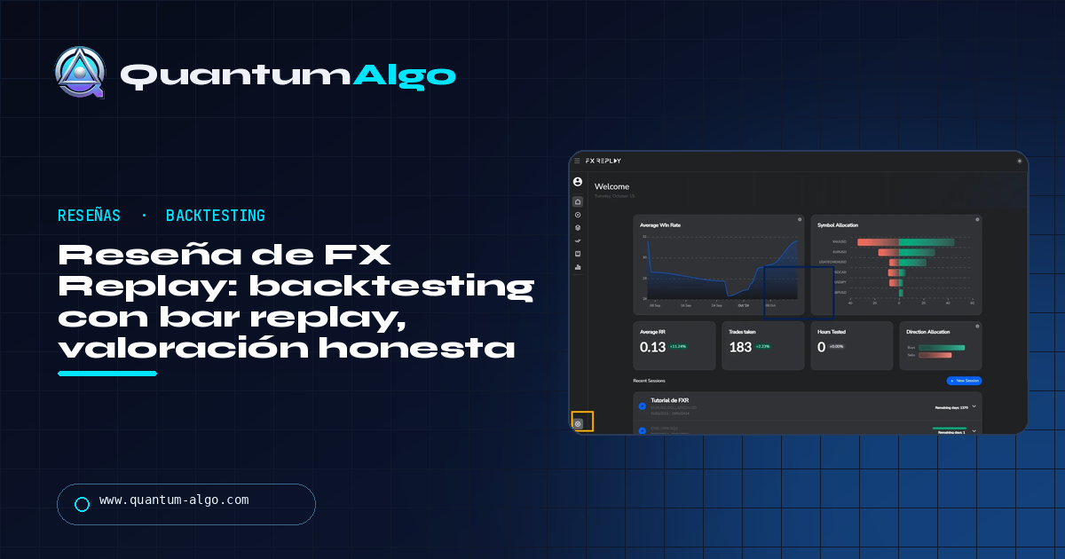 Reseña de FX Replay: el mejor backtester con bar replay para traders manuales, con sus límites — guía de Quantum Algo