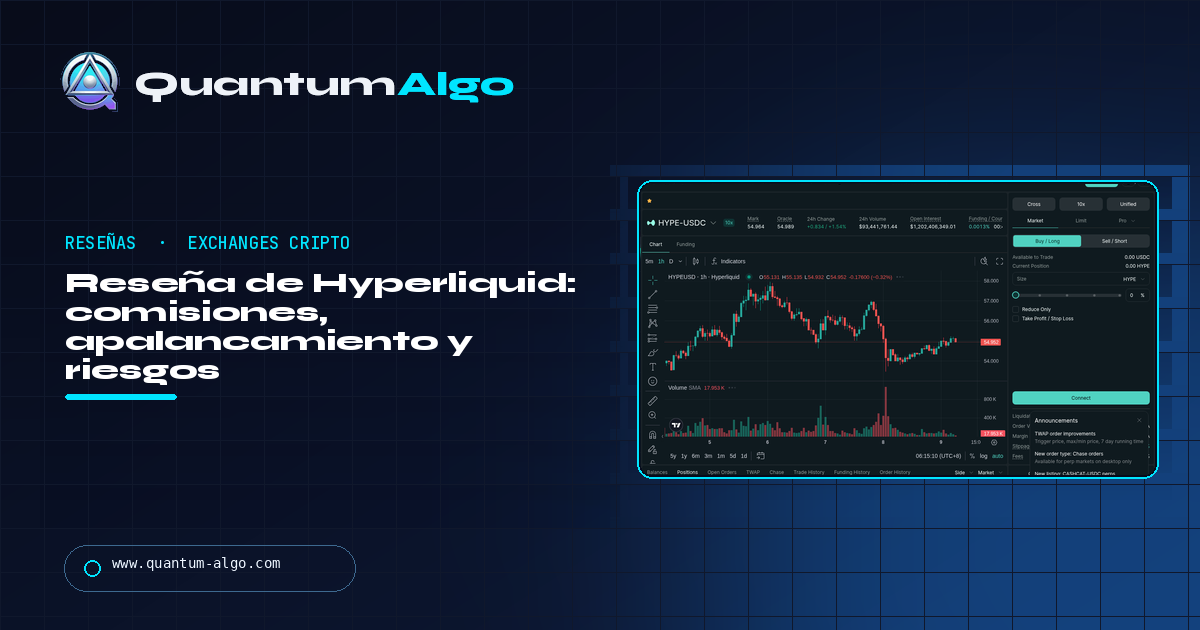 Reseña de Hyperliquid: comisiones, apalancamiento, vaults, riesgos, pros y contras — guía de Quantum Algo