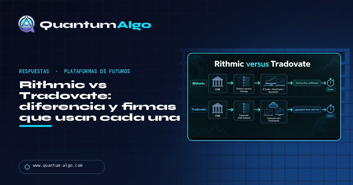 Rithmic vs Tradovate: la diferencia, qué prop firms usan cada una y cómo elegir — guía de Quantum Algo