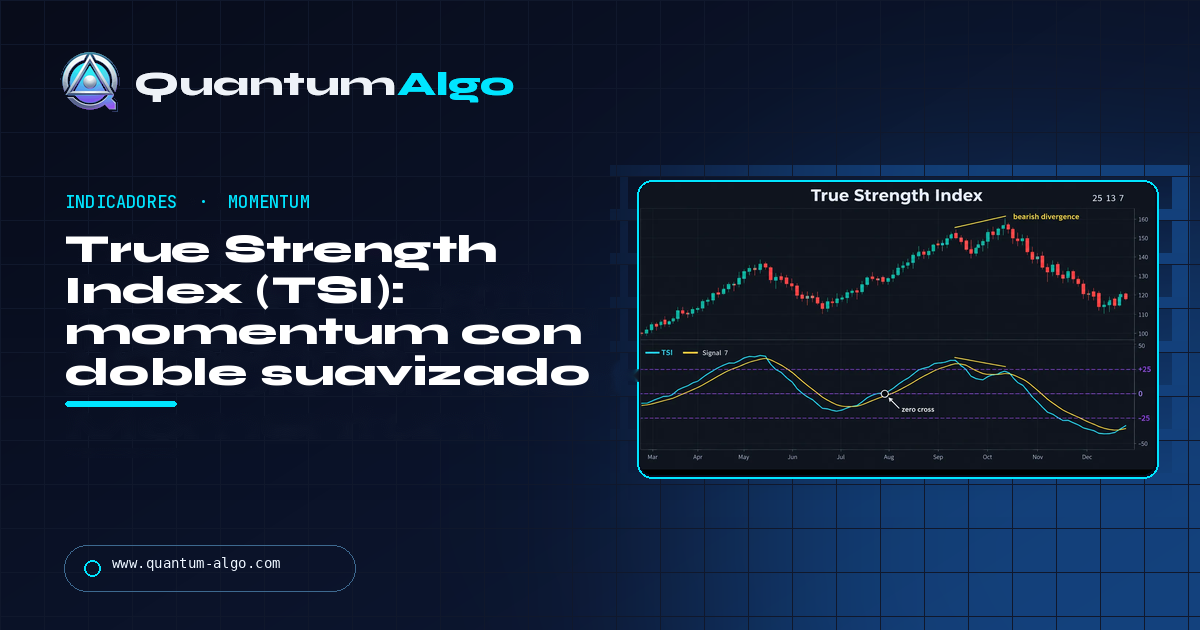 True Strength Index (TSI): momentum con doble suavizado, bien leído — guía de Quantum Algo