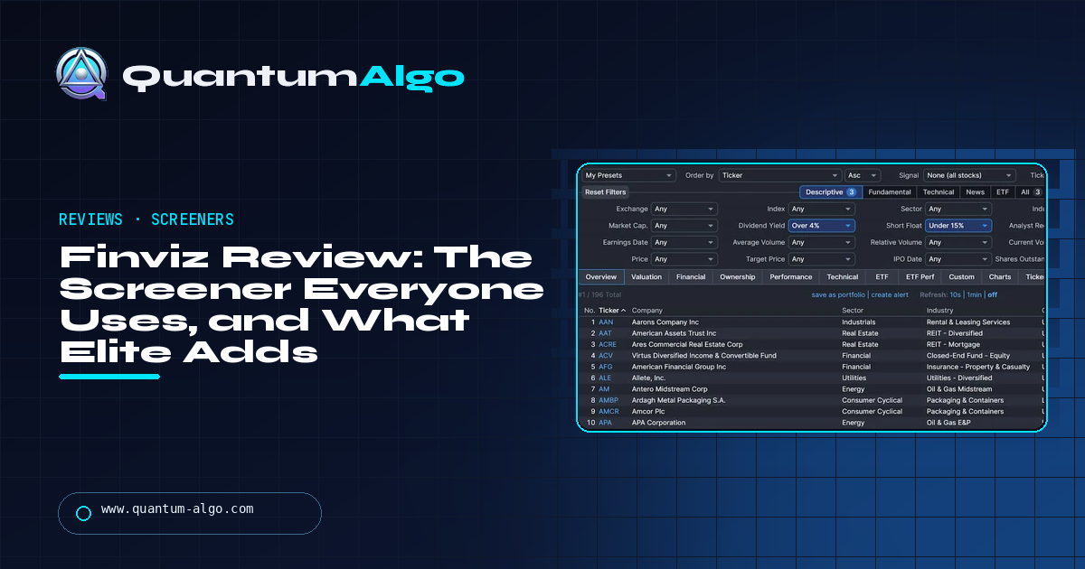 Finviz Review: The Screener Everyone Uses, What Elite Adds for $39.50, and Where It Stops — Quantum Algo guide