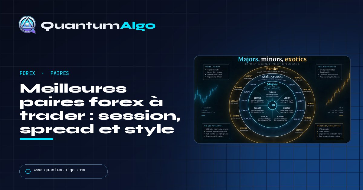 Meilleures paires forex à trader : session, spread, volatilité et style — guide Quantum Algo