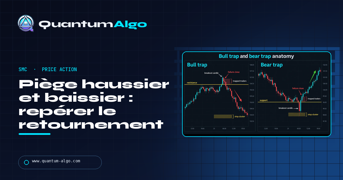 Piège haussier et piège baissier : comment les repérer et trader le retournement — guide Quantum Algo
