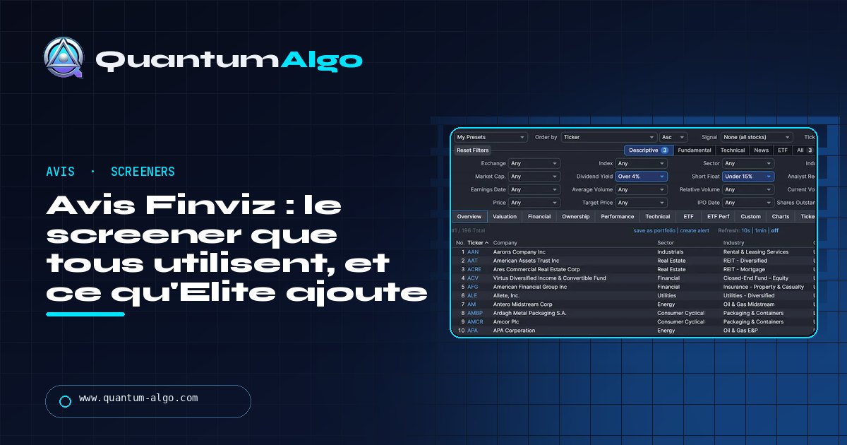 Avis Finviz : le screener que tous utilisent, ce qu'Elite ajoute pour $39.50, et où il s'arrête — guide Quantum Algo