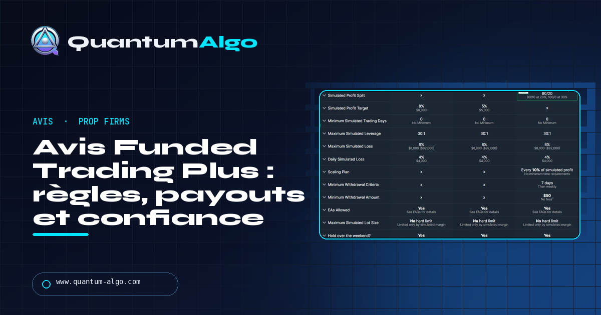 Avis Funded Trading Plus : programmes, règles, payouts et confiance — guide Quantum Algo