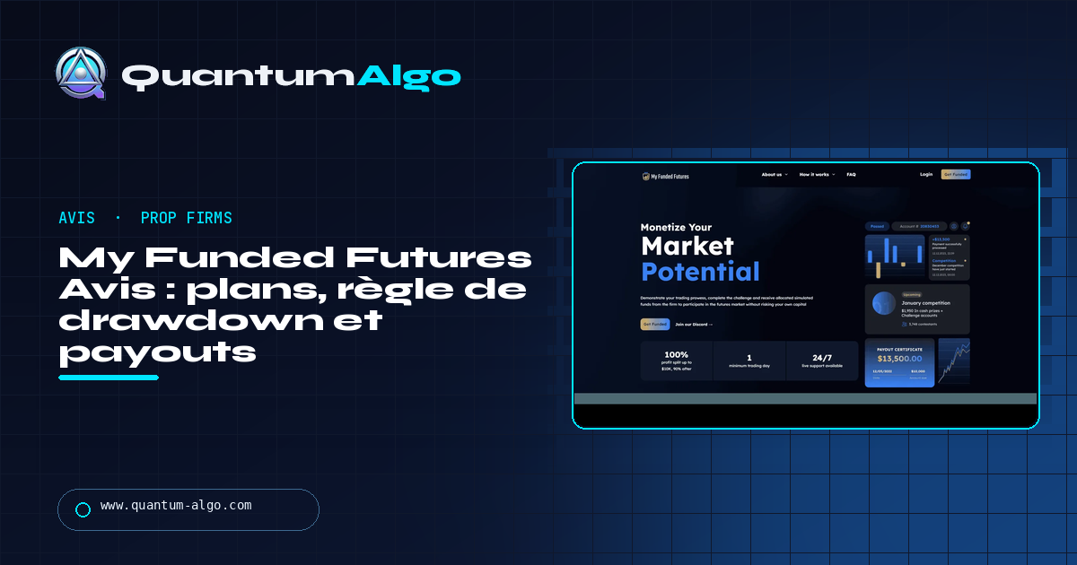 My Funded Futures avis : plans, règle de drawdown importante, payouts et profils adaptés — guide Quantum Algo
