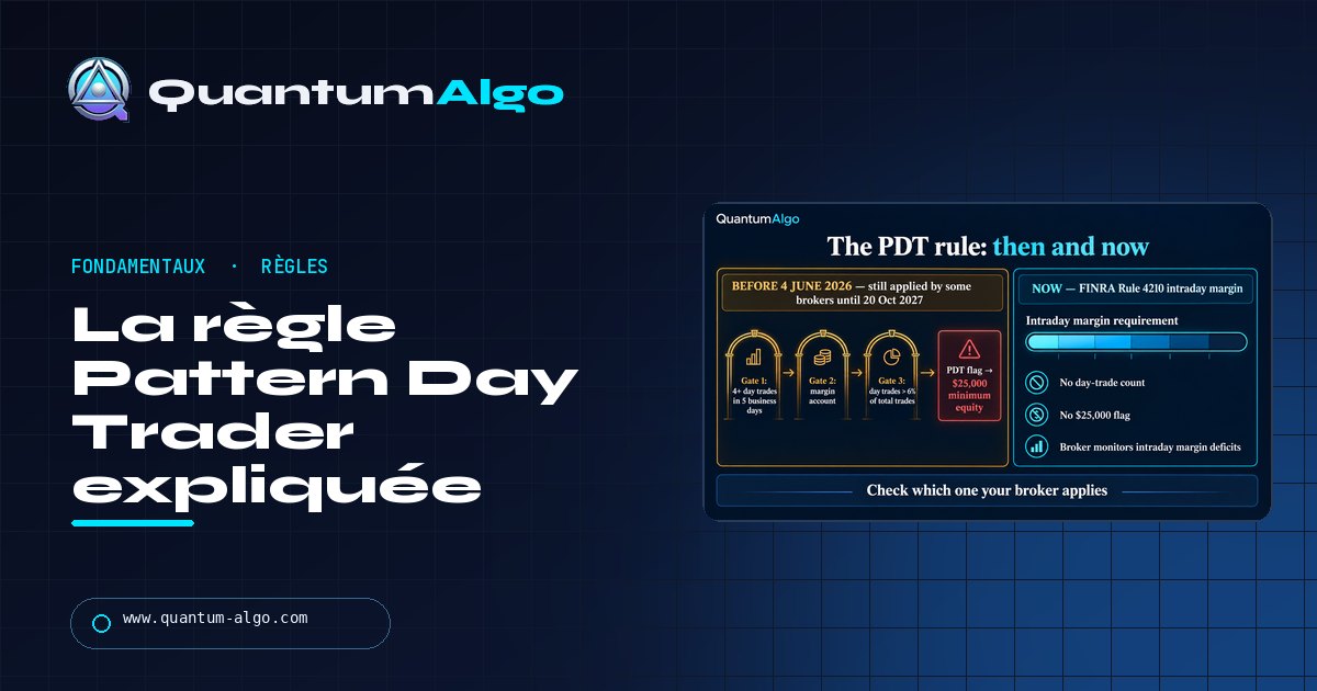 Qu'est-ce que la règle Pattern Day Trader (PDT) ? Ce qui a changé, ce qui compte et ce que les brokers appliquent encore — guide Quantum Algo
