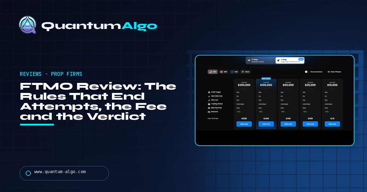 FTMO Review: The Rules That Actually End Attempts, the Fee, the Rewards and the Verdict — Quantum Algo guide