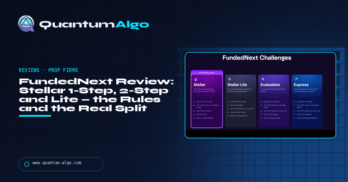 FundedNext Review: Stellar 1-Step, 2-Step and Lite — the Rules, the Real Split and the Verdict — Quantum Algo guide