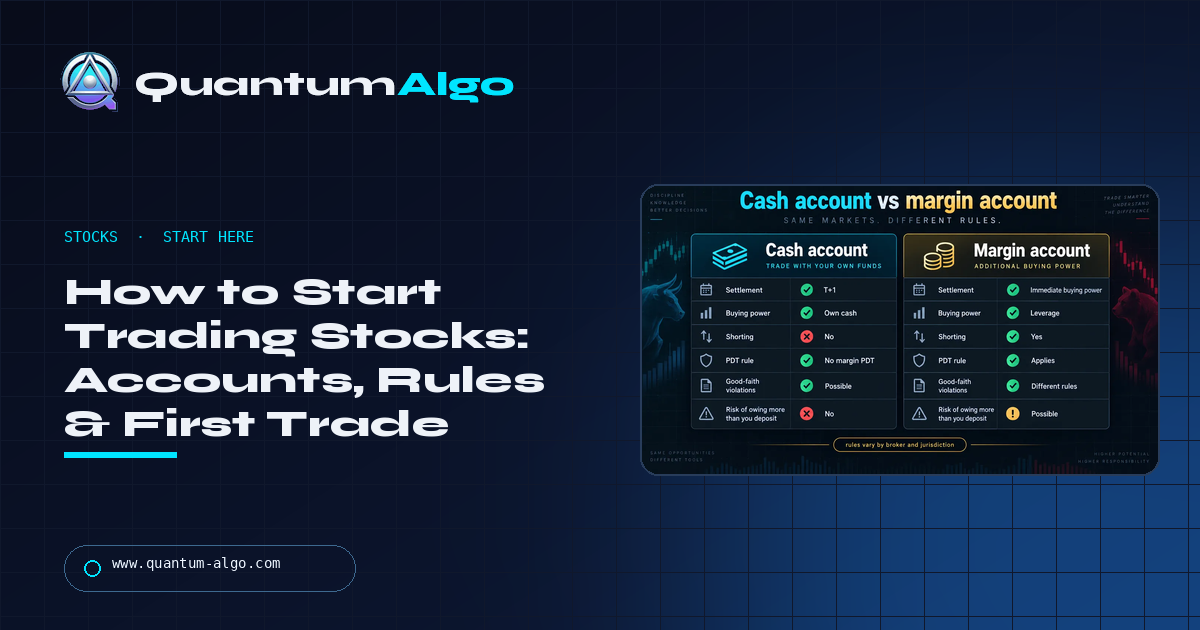 How to Start Trading Stocks: Accounts, Rules, Your First Trade, and the Week That Follows — Quantum Algo guide