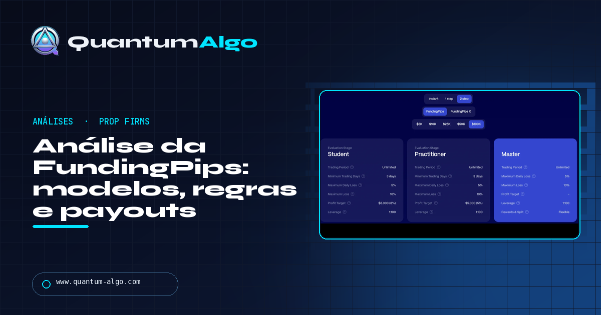 Análise da FundingPips: modelos, regras, payouts e para quem serve — guia da Quantum Algo