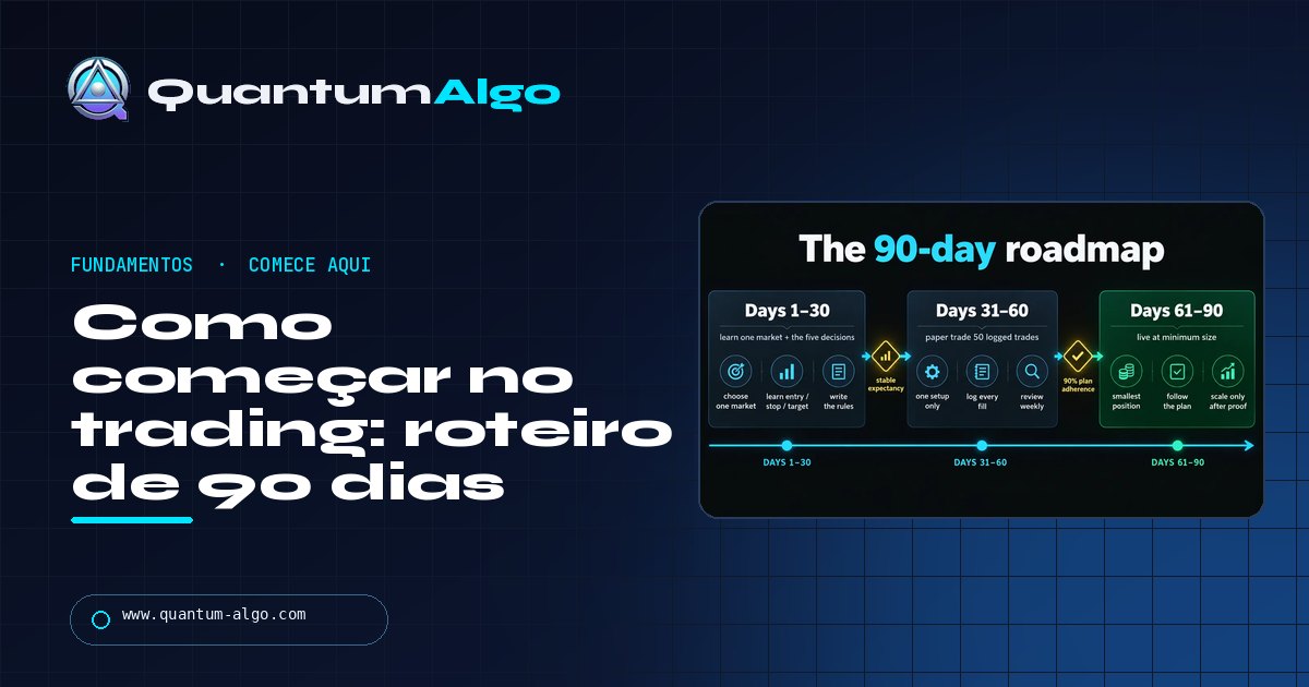 Como começar no trading: um roteiro de 90 dias (um mercado, cinquenta paper trades, depois ao vivo) — guia da Quantum Algo