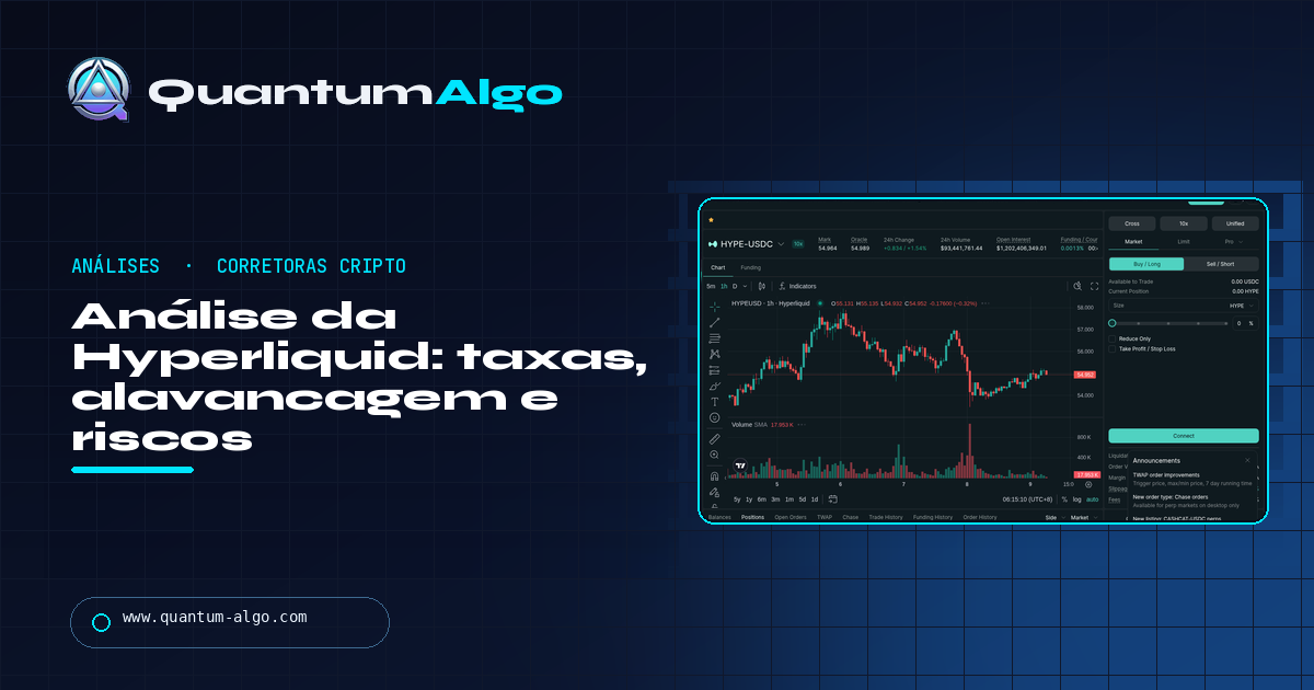 Análise da Hyperliquid: taxas, alavancagem, vaults, riscos, prós e contras — guia da Quantum Algo