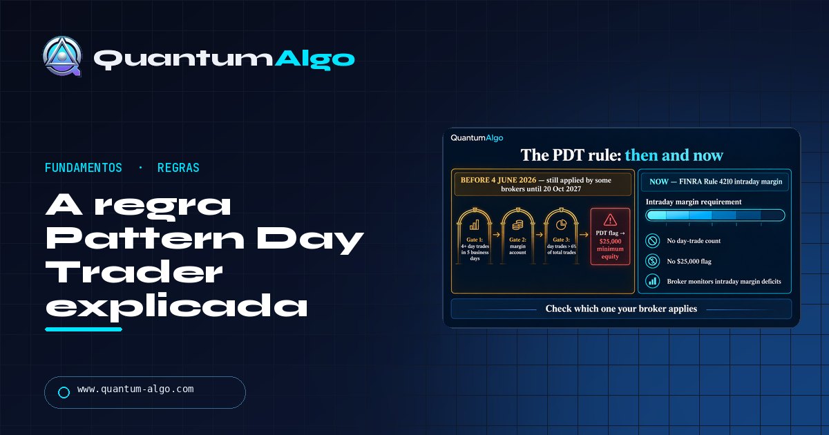 O que é a regra pattern day trader (PDT)? O que mudou, o que conta e quais corretoras ainda aplicam — guia da Quantum Algo