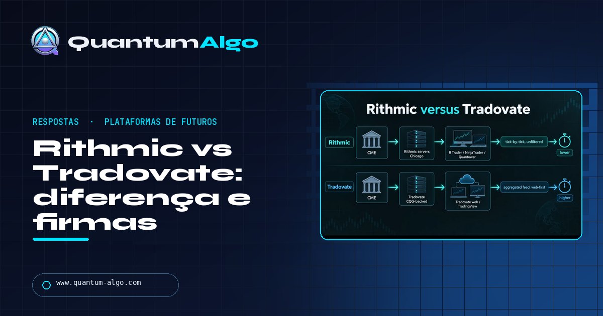 Rithmic vs Tradovate: a diferença, quais prop firms usam cada uma e como escolher — guia da Quantum Algo