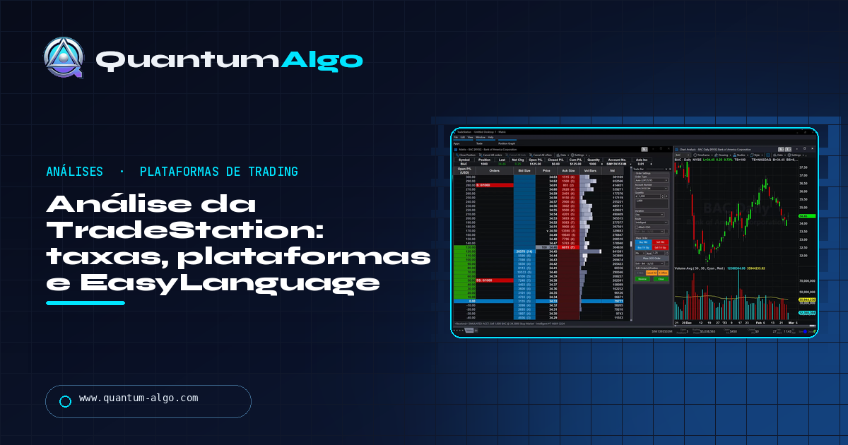 Análise da TradeStation: taxas, plataformas, EasyLanguage, prós e contras — guia Quantum Algo