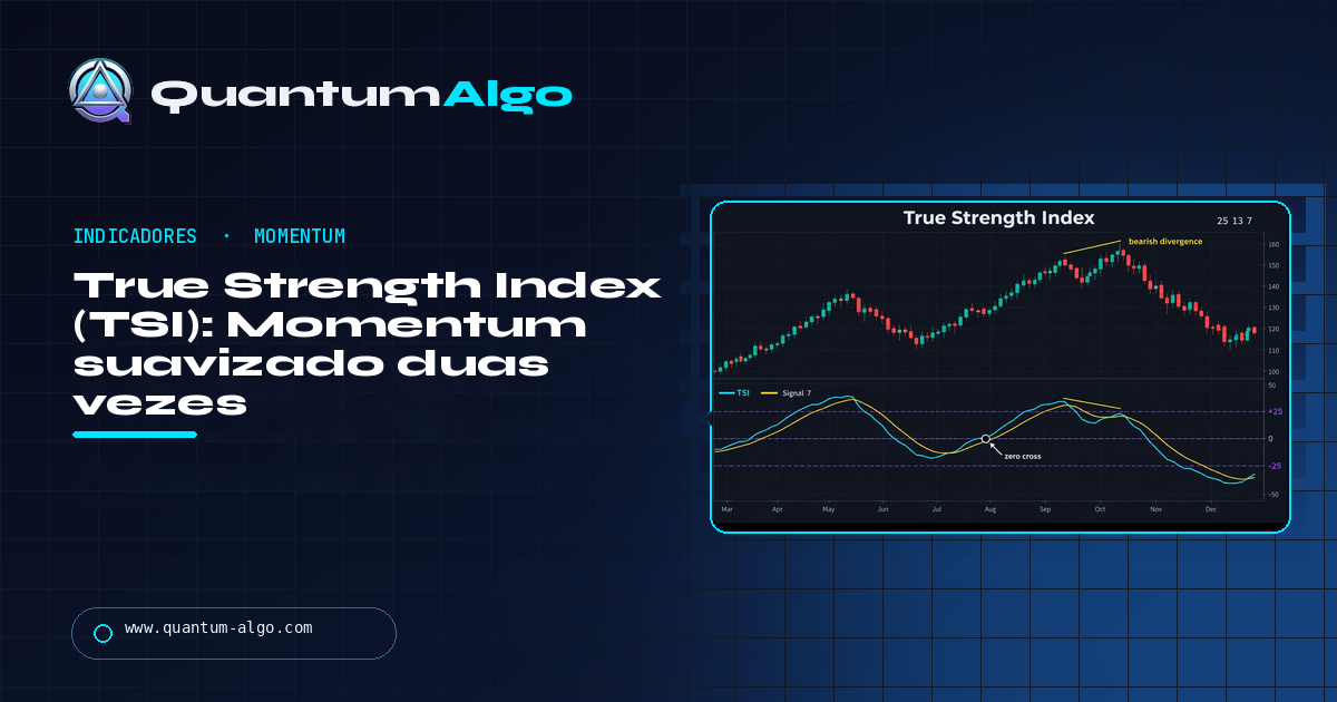 True Strength Index (TSI): momentum suavizado duas vezes, lido corretamente — guia da Quantum Algo