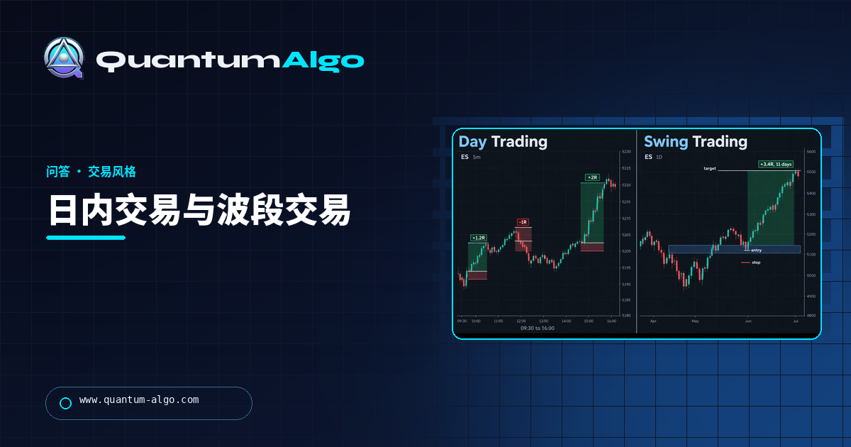 日内交易与波段交易:真正区别、成本以及哪一种适合您 — Quantum Algo 指南