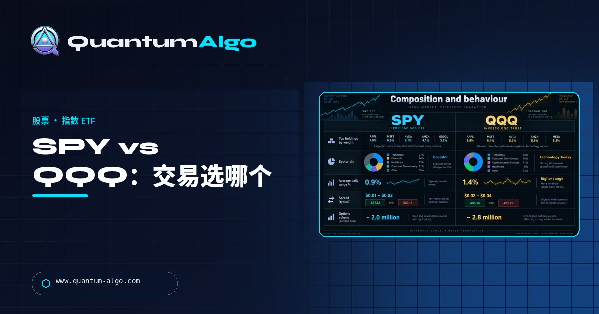 面向交易者的 SPY vs QQQ：该用哪只 ETF 做日内、波段或期权交易，以及原因——Quantum Algo 指南