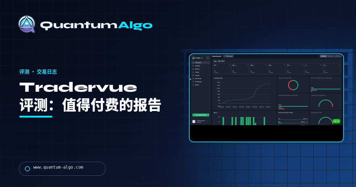 Quantum Algo 指南:Tradervue 评测,说明让交易日志值得付费的报告、方案,以及适合哪些人